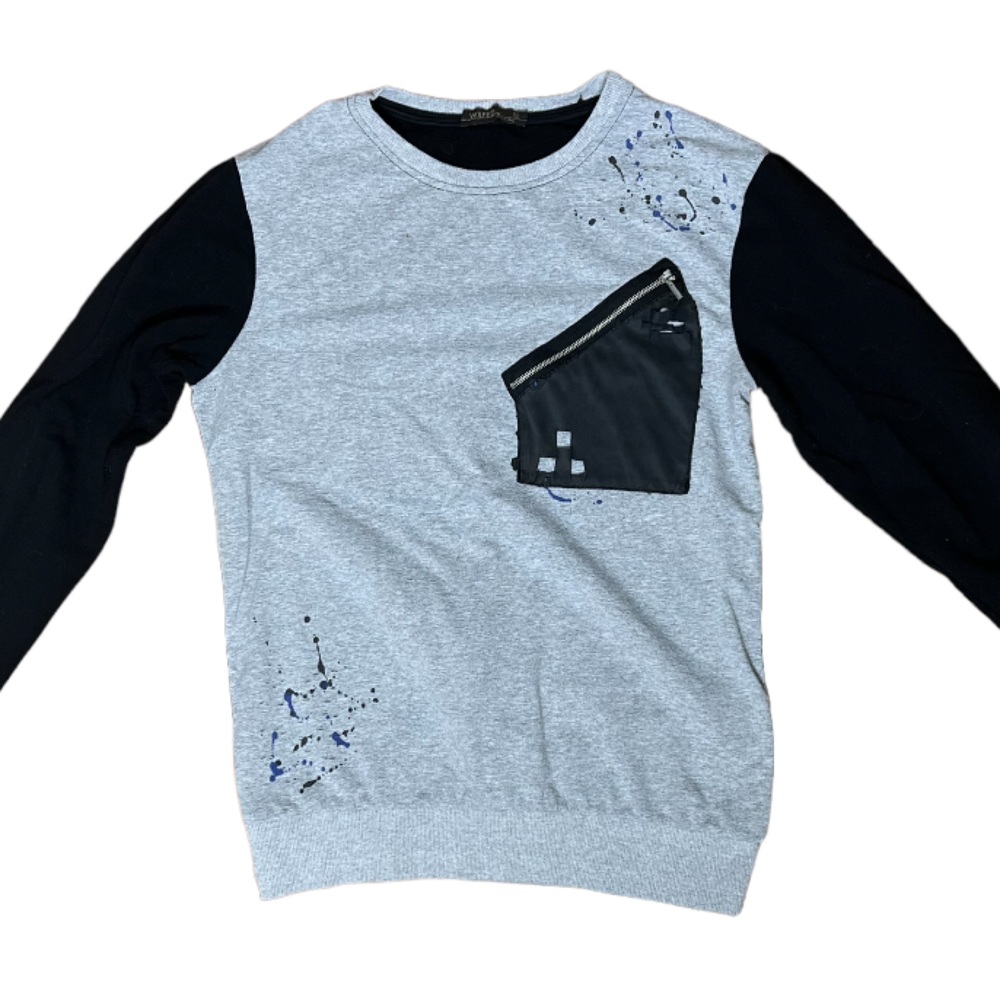 Wilfed Men’s -Made in Italy distressed crewneck sweatshirt size M